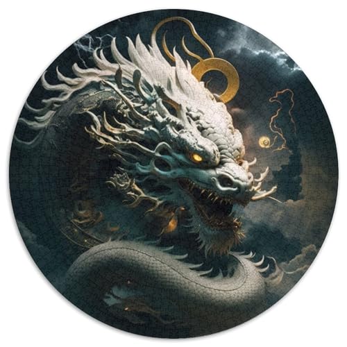 Puzzle für Erwachsene, 1000 Teile, Drache, rund, Puzzle 1000 Teile für Erwachsene, DIY, Heimdekoration, Geschenk, Denkspiel, 1000 Teile (67,5x67,5cm) von WGLINGX