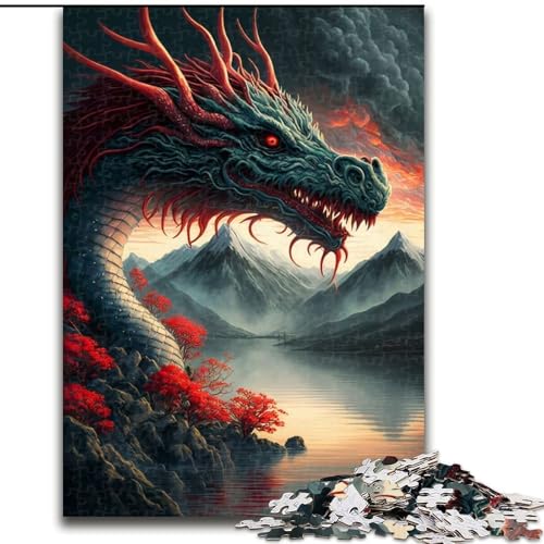 Puzzle für Erwachsene, 1000 Teile, Drachen, asiatisches Puzzle für Erwachsene, 1000 Teile, anspruchsvolles DIY-Denkspiel für Teenager, Größe 50x75cm von WGLINGX