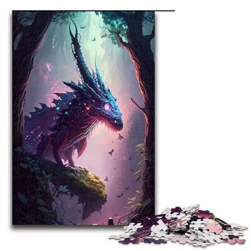 Puzzle für Erwachsene, 1000 Teile, Drachen-Fantasiepuzzle für Erwachsene, Holzpuzzle, Lernspiel (Größe 50 x 75 cm) von WGLINGX