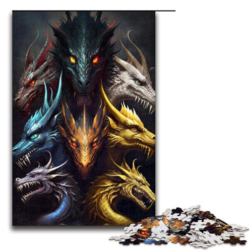 Puzzle für Erwachsene, 1000 Teile, Drachenpuzzle, tolles Geschenk für Teenager ab 14 Jahren (Größe 50 x 75 cm) von WGLINGX