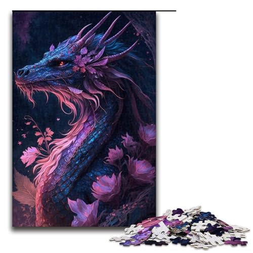 Puzzle für Erwachsene, 1000 Teile, Drachenpuzzle für Erwachsene, Holzpuzzle, Lernspiel (Größe 50 x 75 cm) von WGLINGX
