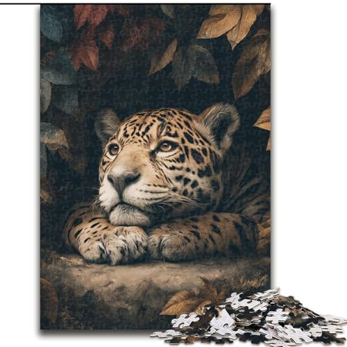 Puzzle für Erwachsene, 1000 Teile, Dschungel, Wilder schwarzer Panther, 1000 Teile, Puzzle für Erwachsene, Lernspiel, Herausforderungsspielzeug (Größe 26x38cm) von WGLINGX