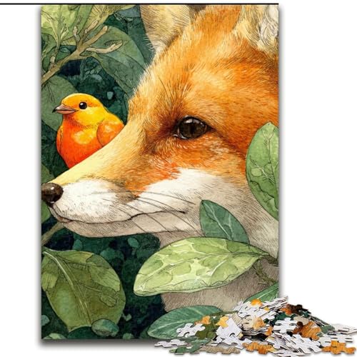 Puzzle für Erwachsene, 1000 Teile, Dschungelfuchs, Holzpuzzle, interaktives Familienspiel, geeignet für Kinder ab 14 Jahren (Größe 50x75cm) von WGLINGX