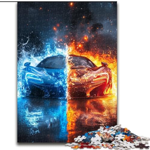 Puzzle für Erwachsene, 1000 Teile, EIS- und Feuer-Sportwagen-Puzzle für Erwachsene, 1000 Teile, für Teenager, Familien-Lernspiele, Heimdekoration, Geschenk (Größe 50x75cm) von WGLINGX