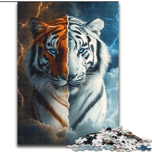 Puzzle für Erwachsene, 1000 Teile, EIS- und Feuertiger, anspruchsvolle Puzzles, Spaß für die ganze Familie, Basteln, perfekt für Geburtstage, Feiertage (Größe 26x38cm) von WGLINGX