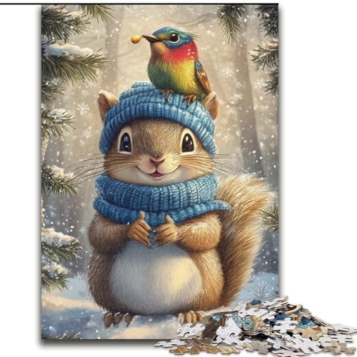 Puzzle für Erwachsene, 1000 Teile, Eichhörnchen im Winter, Puzzle 1000 Teile für Erwachsene, ideal als Dekoration für Zuhause und das Büro, Geburtstag (Größe 50x75cm) von WGLINGX