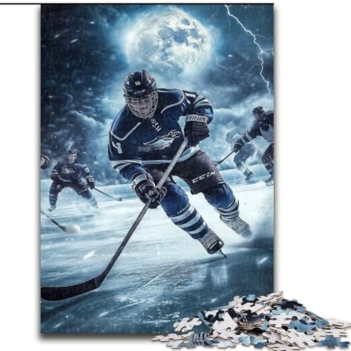 Puzzle für Erwachsene, 1000 Teile, Eishockeyspieler, Holzpuzzle für Erwachsene, Familienaktivitätsspiel für Teenager, anspruchsvolles Denkspiel (Größe 50x75cm) von WGLINGX