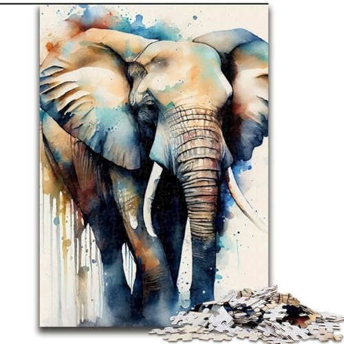 Puzzle für Erwachsene, 1000 Teile, Elefant, Aquarell, Tier-Puzzle für Erwachsene, 1000-teilige Geschenkidee für die Feiertage, humorvolles Kunstwerk, detailliertes Kunstwerk, Größe 26x38cm Puzzle für Erwachsene, 1000 Teile, Elefant, Aquarell, Tier-Puzzle für Erwachsene, 1000-teilige Geschenkidee für die Feiertage, humorvolles Kunstwerk, detailliertes Kunstwerk, Größe 26x38cm von WGLINGX