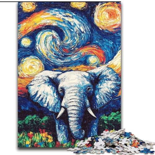Puzzle für Erwachsene, 1000 Teile, Elefant am Nachthimmel, anspruchsvolles DIY-Denkspiel, interaktives Familienspiel (Größe 50x75cm) von WGLINGX