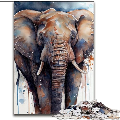 Puzzle für Erwachsene, 1000 Teile, Elefanten-Aquarell-Puzzle aus Pappe, Geburtstage, Weihnachten, Halloween, Thanksgiving, Ostern, Größe 26x38cm Puzzle für Erwachsene, 1000 Teile, Elefanten-Aquarell-Puzzle aus Pappe, Geburtstage, Weihnachten, Halloween, Thanksgiving, Ostern, Größe 26x38cm von WGLINGX