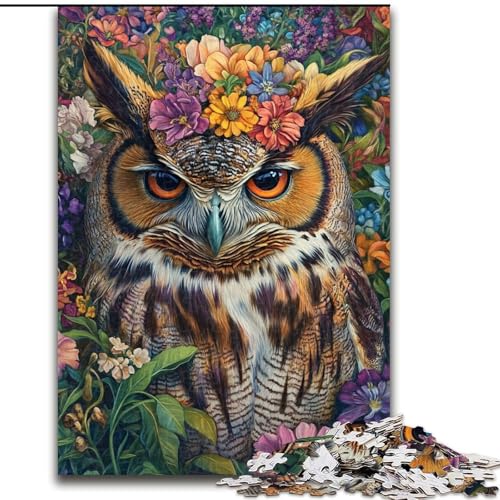 Puzzle für Erwachsene, 1000 Teile, Eulenblumen, Holzpuzzle für Erwachsene, interaktives Familienspiel, Gehirn-Herausforderungsgeschenk (Größe 50x75cm) von WGLINGX