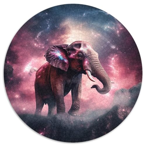 Puzzle für Erwachsene, 1000 Teile, Fantasie-Elefant, rundes Puzzle, interaktives Familienspiel, Denksportaufgabe, Geschenk, Lernspielzeug (67,5 x 67,5 cm) von WGLINGX