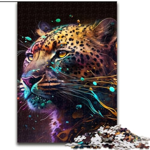 Puzzle für Erwachsene, 1000 Teile, Fantasie-Leopard, Holzpuzzle, anspruchsvolle DIY-Kunst für Enthusiasten, Entspannung (Größe 38x26cm) von WGLINGX