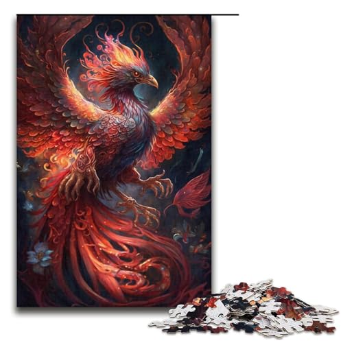 Puzzle für Erwachsene, 1000 Teile, Fantasie-Phönixvogel, Heimdekoration, Puzzlespielzeug mit passendem Poster und Quizblatt (Größe 38 x 26 cm) von WGLINGX