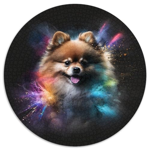 Puzzle für Erwachsene, 1000 Teile, Fantasie-Pomeranian, runde Papppuzzles, bunt, lustig, herausfordernd und knifflig, 1000 Teile (67,5x67,5cm) von WGLINGX