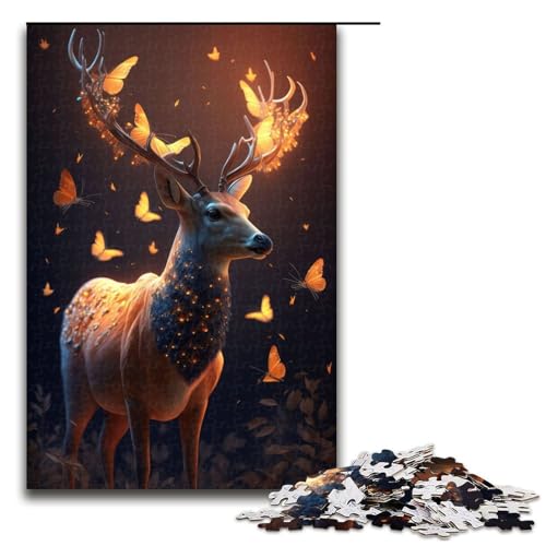 Puzzle für Erwachsene, 1000 Teile, Fantasie-Schmetterlinge, Hirsche, anspruchsvolles Spiel, Puzzle, Heimkunst-Dekoration für Teenager ab 14 Jahren (Größe 50 x 75 cm) von WGLINGX