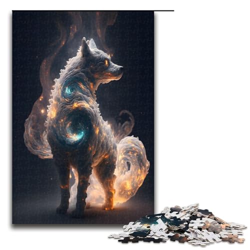 Puzzle für Erwachsene, 1000 Teile, Fantasiehund aus Sternen, Wanddekoration zum Stressabbau, einzigartige Geburtstags (Größe 50 x 75 cm) von WGLINGX
