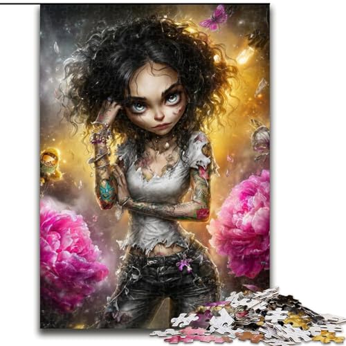 Puzzle für Erwachsene, 1000 Teile, Fantasy Dark Girl, Holzpuzzle für Erwachsene, interaktives Familienspiel, Gehirn-Herausforderungsgeschenk (Größe 50x75cm) von WGLINGX