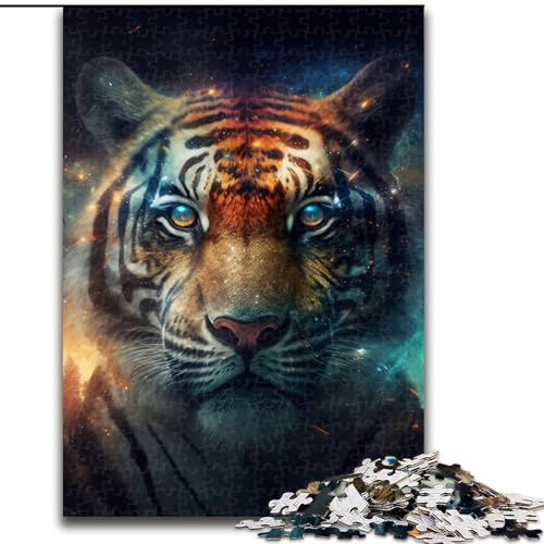 Puzzle für Erwachsene, 1000 Teile, Fantasy-Tiger, Holzpuzzle, anspruchsvolle DIY-Kunst für Enthusiasten, Entspannung (Größe 38x26cm) von WGLINGX
