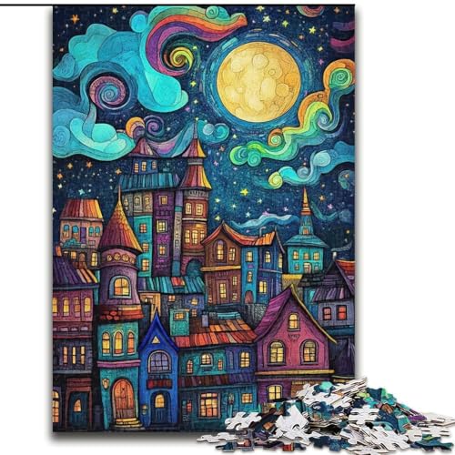Puzzle für Erwachsene, 1000 Teile, Fantasy Village, 1000 Teile, Puzzle für Erwachsene, Lernspiel, Herausforderungsspielzeug (Größe 26x38cm) von WGLINGX