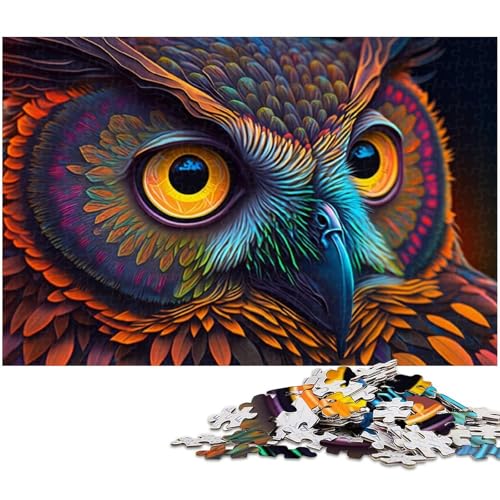 Puzzle für Erwachsene, 1000 Teile, Farbiges Eulen-Puzzle-Quizspiel, ganze Familie, Größe 38 x 26 cm von WGLINGX