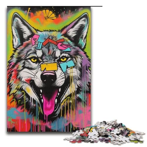 Puzzle für Erwachsene, 1000 Teile, Farbwolf, lustiges Familienpuzzle, Geschenkideen für Teenager ab 14 Jahren, 14,96 x 10,24 Zoll von WGLINGX