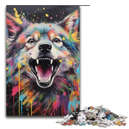 Puzzle für Erwachsene, 1000 Teile, Farbwolf-Puzzle für Erwachsene, Kartonpuzzle, anspruchsvolles Spiel, 14,96 x 10,24 Zoll von WGLINGX