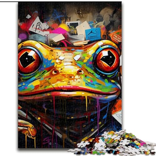 Puzzle für Erwachsene, 1000 Teile, Frosch-Graffiti, Holzpuzzle, anspruchsvolles Denkspiel, Spieleabend für die ganze Familie (Größe 50x75cm) von WGLINGX