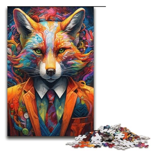 Puzzle für Erwachsene, 1000 Teile, Fuchs im Anzug, Heimdekoration, Puzzle, Spielzeug, (Größe 38 x 26 cm) von WGLINGX