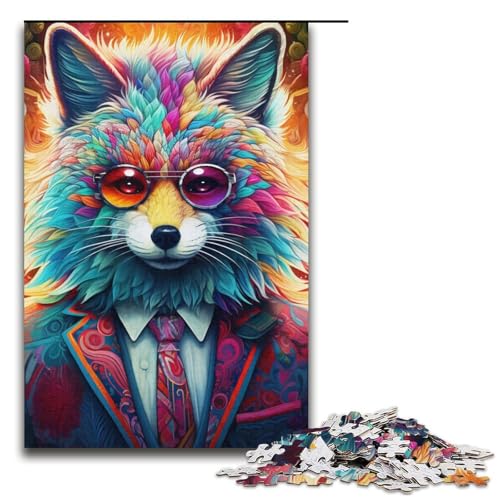 Puzzle für Erwachsene, 1000 Teile, Fuchs im Anzug, Heimdekoration, Puzzle, Spielzeug, (Größe 38 x 26 cm) von WGLINGX