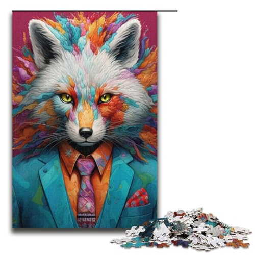 Puzzle für Erwachsene, 1000 Teile, Fuchs im Anzug, Heimdekoration, Puzzle, Spielzeug, (Größe 38 x 26 cm) von WGLINGX