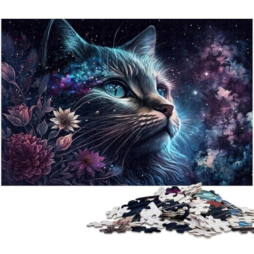 Puzzle für Erwachsene, 1000 Teile, Galaxie, Katze, Blume, Puzzle, Handgeschwindigkeitswettbewerb, Geburtstagsgeschenk, Geschenke, Wandkunst (Größe 38 x 26 cm) von WGLINGX