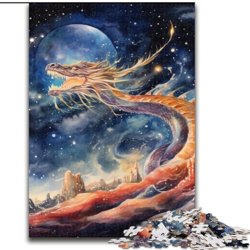 Puzzle für Erwachsene, 1000 Teile, Galaxie-Drache, Holzpuzzle, anspruchsvolles Denkspiel für Teenager, Familienspaß, DIY-Heimdeko-Geschenk (Größe 50x75cm) von WGLINGX