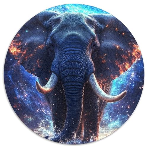 Puzzle für Erwachsene, 1000 Teile, Galaxie-Elefant, 1000 Teile, runde Puzzles für Erwachsene, interaktives Familienspiel, Bastelgeschenk mit farbenfrohen Kunstwerken, 1000 Teile (67,5x67,5cm) von WGLINGX