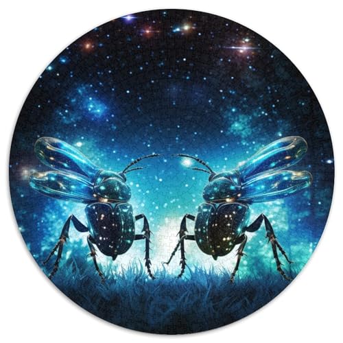 Puzzle für Erwachsene, 1000 Teile, Galaxie-Insekten, rund, Papierpuzzle, anspruchsvolles DIY-Dekorationsspiel, interaktives Familienspielzeug (67,5 x 67,5 cm) von WGLINGX