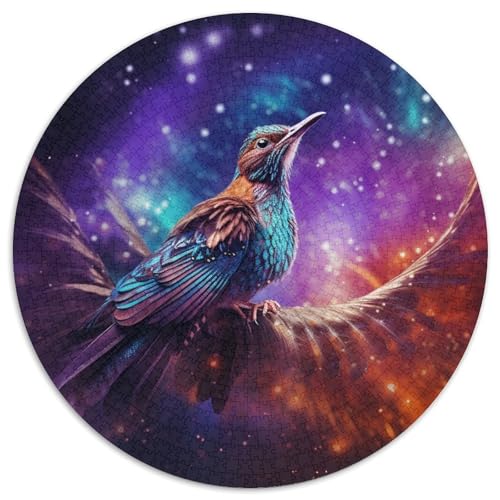 Puzzle für Erwachsene, 1000 Teile, Galaxie-Kolibri, rundes Puzzle, interaktives Familienspiel, Denksportaufgabe, Geschenk, Lernspielzeug (67,5 x 67,5 cm) von WGLINGX