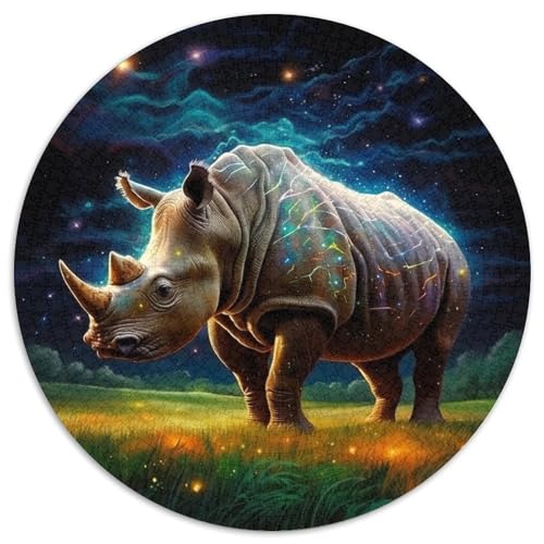 Puzzle für Erwachsene, 1000 Teile, Galaxie-Nashorn, rund, interaktives Familienspiel, Denksportaufgabe, Geschenk, Lernspielzeug (67,5 x 67,5 cm) von WGLINGX