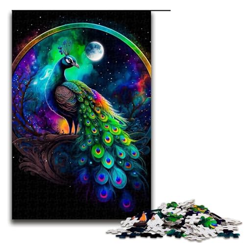 Puzzle für Erwachsene, 1000 Teile, Galaxie-Pfau, Puzzle-Geschenk, Holzpuzzle, tolles Geschenk für Erwachsene (Größe 50 x 75 cm) von WGLINGX