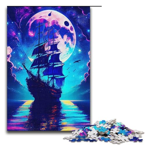 Puzzle für Erwachsene, 1000 Teile, Galaxie-Piratenschiff-Puzzle für Erwachsene, Kartonpuzzle, Lernspiel (Größe 38 x 26 cm) von WGLINGX