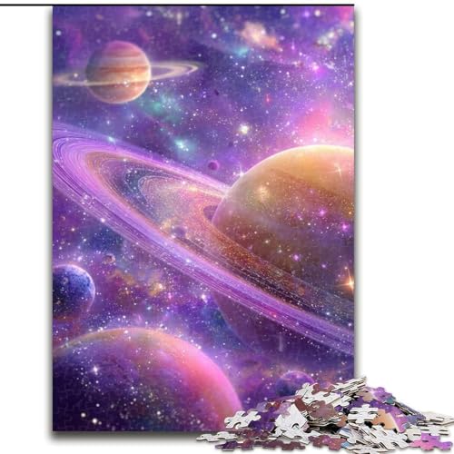 Puzzle für Erwachsene, 1000 Teile, Galaxie-Sonnensystem, Holzpuzzle, interaktives Familienspiel, geeignet für Kinder ab 14 Jahren (Größe 50x75cm) von WGLINGX