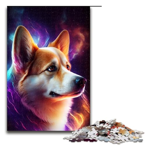 Puzzle für Erwachsene, 1000 Teile, Galaxy Shiba Inu, Puzzle für Teenager, Holzpuzzle, Heimkunstdekor (Größe 50 x 75 cm) von WGLINGX