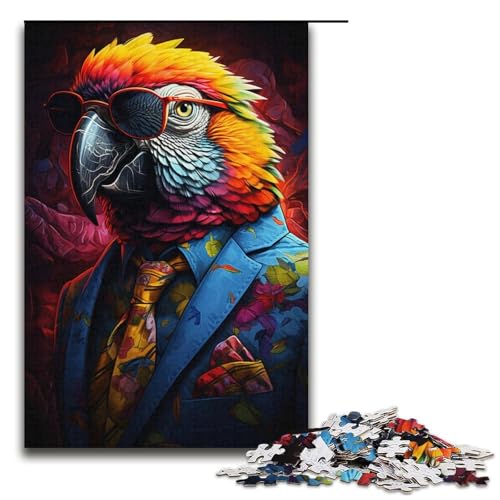 Puzzle für Erwachsene, 1000 Teile, Gemälde, bunter Papagei, Puzzle für Erwachsene, Papierpuzzle, Familiendekoration (Größe 38 x 26 cm) von WGLINGX