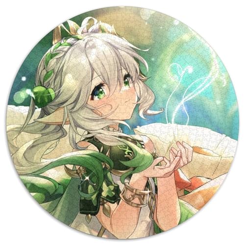 Puzzle für Erwachsene, 1000 Teile, Genshin Impact, runde Puzzles, Familienaktivitätsspiel für Teenager, DIY-Heimdekoration, Denksportaufgabe, Geschenk, 1000 Teile (67,5x67,5cm) von WGLINGX