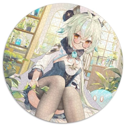 Puzzle für Erwachsene, 1000 Teile, Genshin Impact Sucrose, runde Papppuzzles, bunt, lustig, herausfordernd und knifflig, 1000 Teile (67,5x67,5cm) von WGLINGX