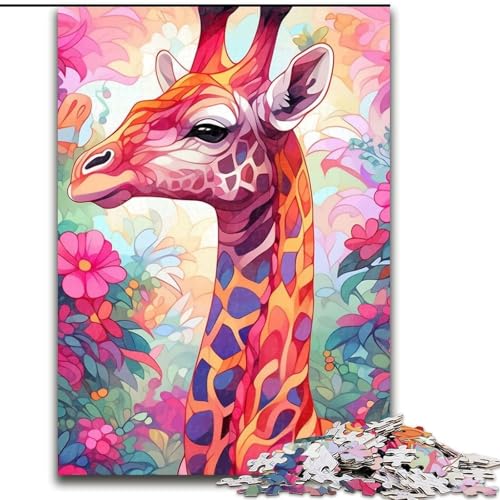 Puzzle für Erwachsene, 1000 Teile, Giraffen-Puzzle aus Pappe, pädagogisches und unterhaltsames Indoor-Spiel zur Heimdekoration (Größe 26x38cm) von WGLINGX
