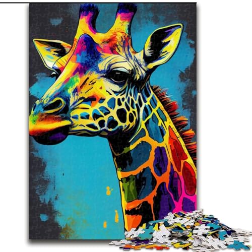Puzzle für Erwachsene, 1000 Teile, Giraffen-Tier-Popart-Puzzle für Erwachsene, anspruchsvolles Denkspiel für Teenager, perfekt als Heimdekoration oder Geschenk, Größe 50x75cm von WGLINGX