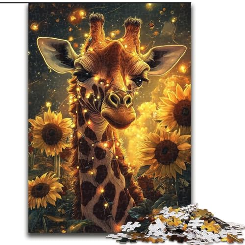 Puzzle für Erwachsene, 1000 Teile, Giraffen- und Blumen-Puzzle aus Pappe, für Erwachsene, Familienaktivitätsspiel für Teenager, anspruchsvolles Denkspiel (Größe 26x38cm) von WGLINGX