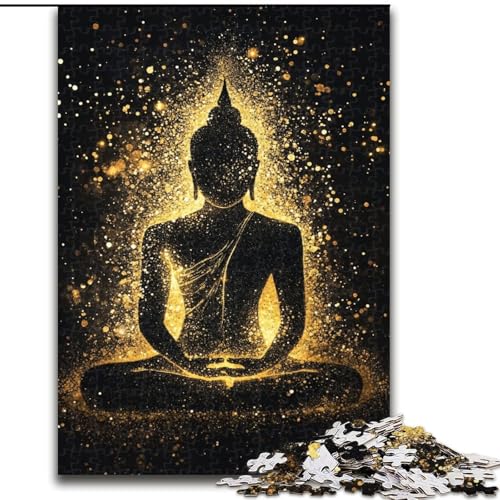 Puzzle für Erwachsene, 1000 Teile, Goldener Buddha, Holzpuzzle, interaktives Familienspiel, geeignet für Kinder ab 14 Jahren (Größe 50x75cm) von WGLINGX