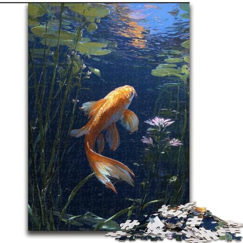 Puzzle für Erwachsene, 1000 Teile, Goldener Koi, 1000 Teile, Puzzle für Erwachsene, Lernspiel, Herausforderungsspielzeug (Größe 50x75cm) von WGLINGX