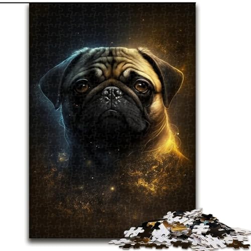 Puzzle für Erwachsene, 1000 Teile, Goldener Mops, Unmögliches Puzzle für Erwachsene, Heimdekorationsgeschenk, Denkspiel (Größe 26x38cm) von WGLINGX